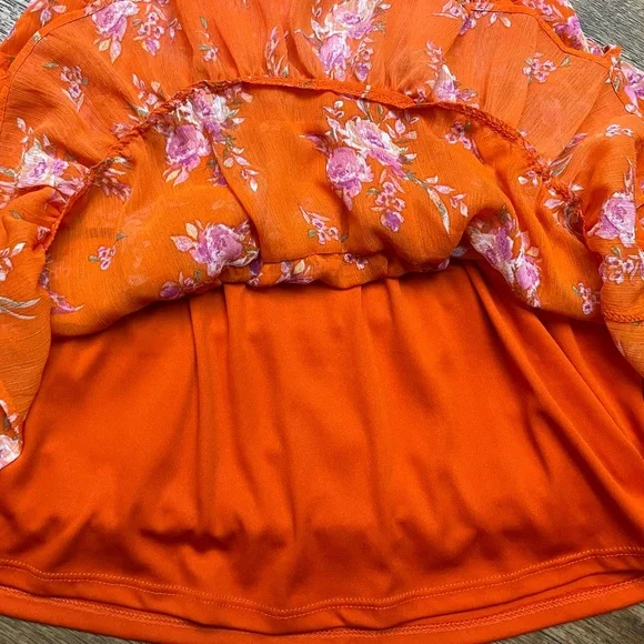 Floral Ruffle Dress in Vibrant Orange - Picture 10 of 15